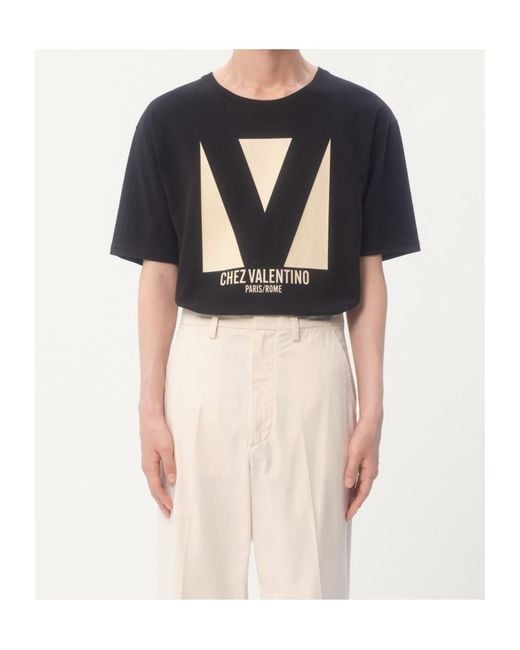 Valentino Black Chez -Printed Crewneck T-Shirt for men