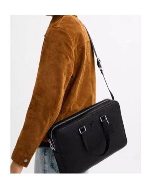 COACH Black Caden Top Handle Leather Briefcase for men