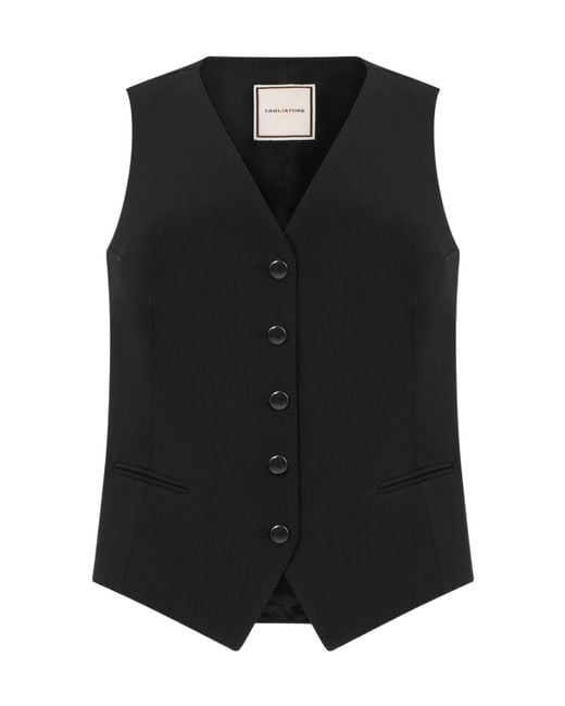 Tagliatore Black Buttoned Tailored Vest