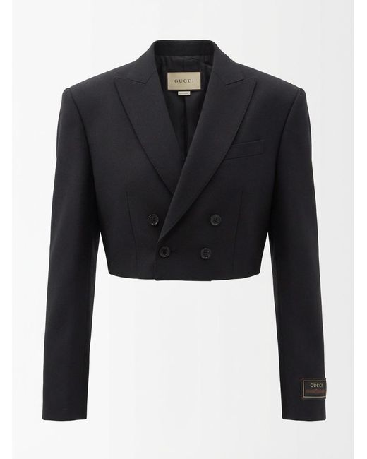 Gucci Black Cropped Wool Blazer