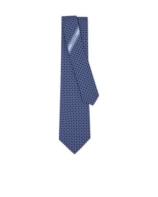 Ferragamo Blue Ferragamo Logo Jacquard Pointed Tip Tie for men
