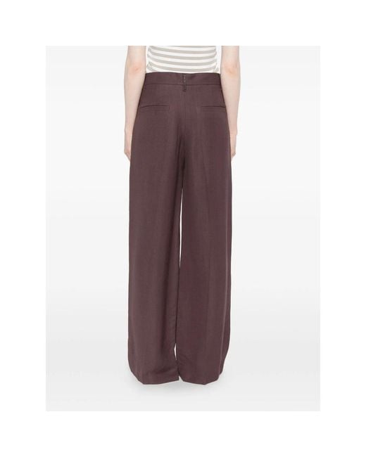 Brunello Cucinelli Purple Pleated Straight-Leg Trousers