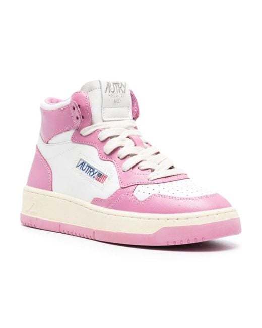 Autry Pink Medalist High-Top Sneakers