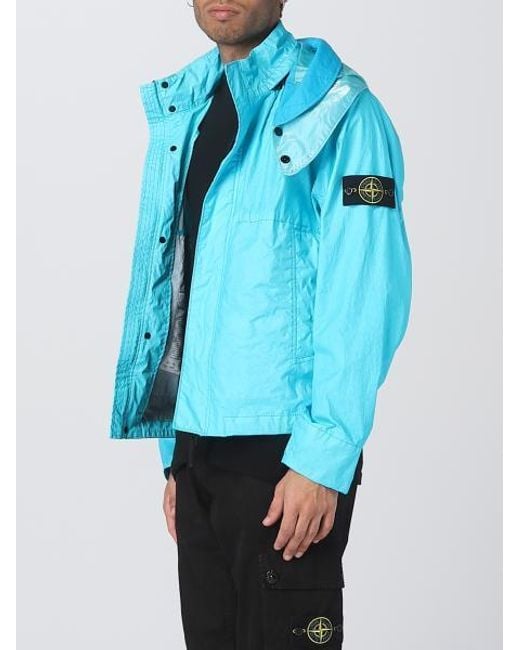 Stone Island Blue Logo Patch Zipped Jacket for men