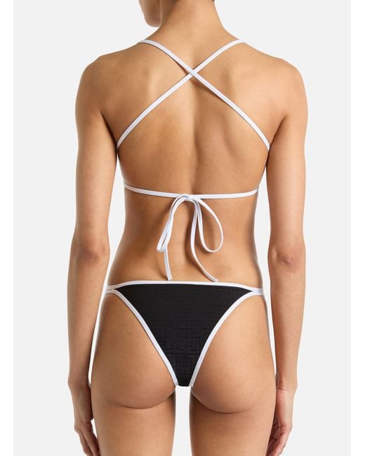 Balmain White Monogram Lycra Swimsuit