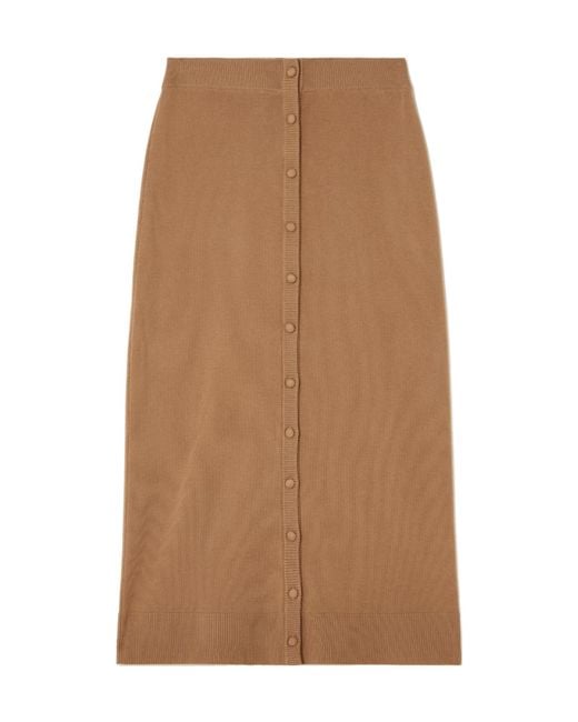 Victoria Beckham Brown Merino Wool Blend Midi Skirt