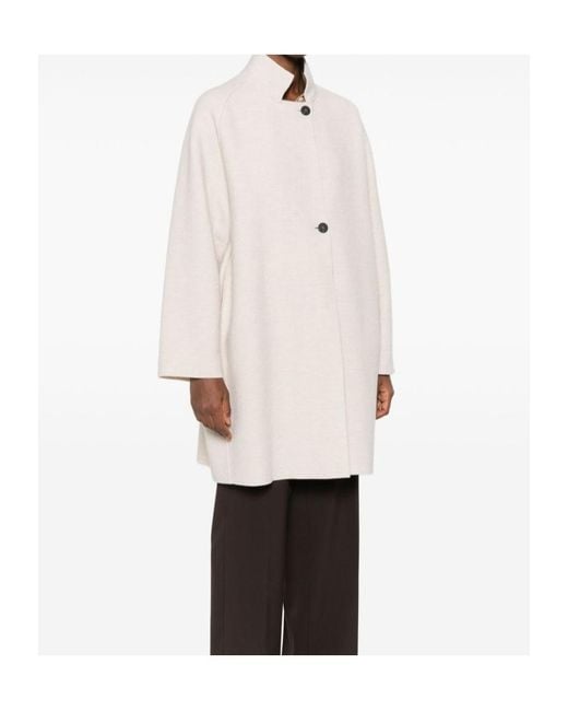 Harris Wharf London White Button-Fastening Virgin-Wool Coat