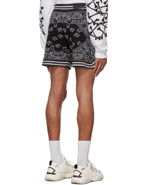 Amiri Black Bandana-Print Track Shorts for men