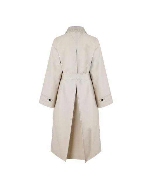 Bottega Veneta Natural Mid-Length Stand-Collar Trench Coat