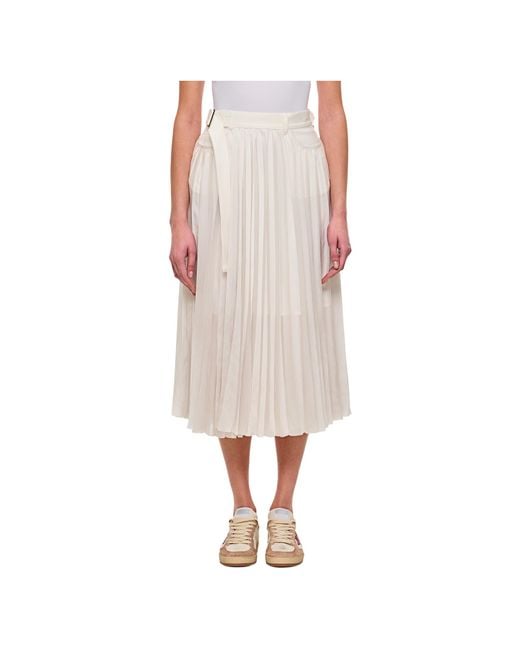 Sacai Pink Pleated Midi Skirt