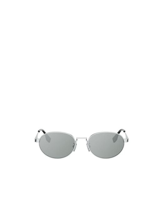 Fendi White Eyewear Oval Frame Sunglasses for men
