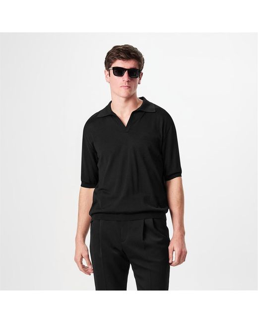 Saint Laurent Black Saint Open Knit Polo Sn52 for men