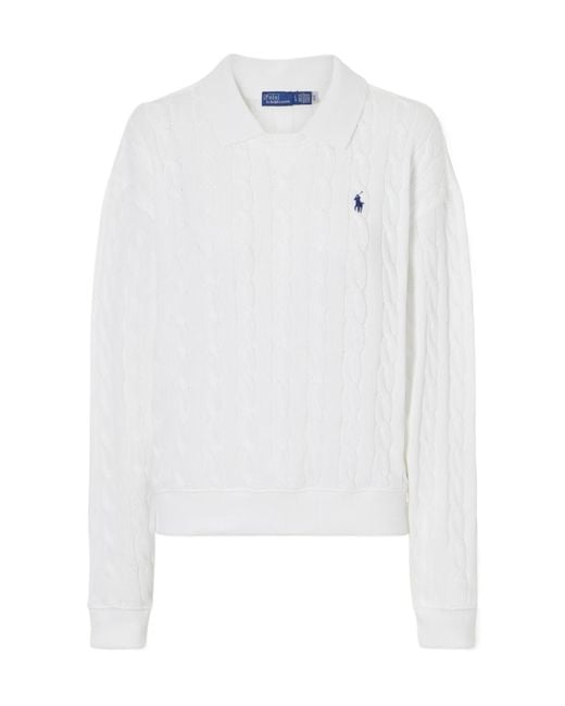 Polo Ralph Lauren White Cable Knit Sweater