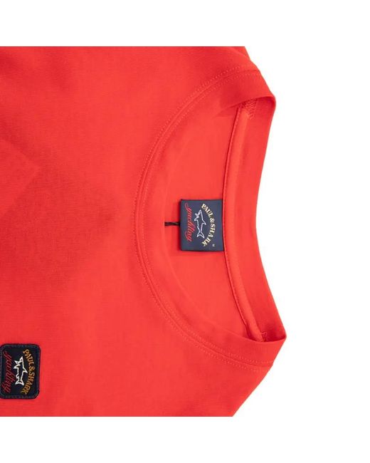 Paul & Shark Red T-Shirt With Round Neck And Long Sleeves for men