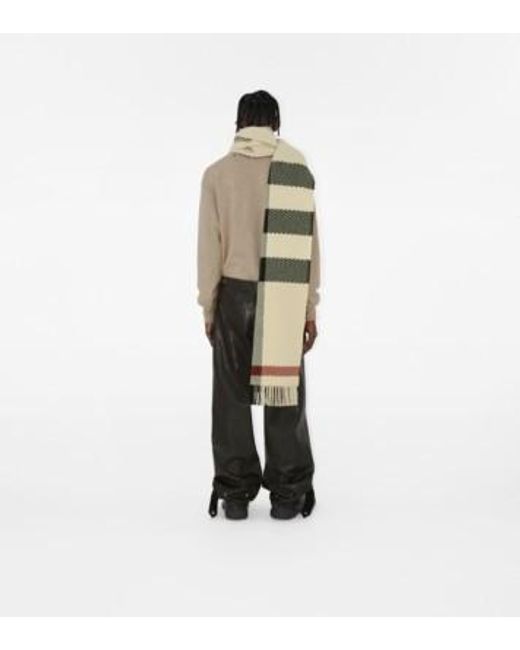 Burberry Multicolor Check-Pattern Fringed-Edge Scarf for men