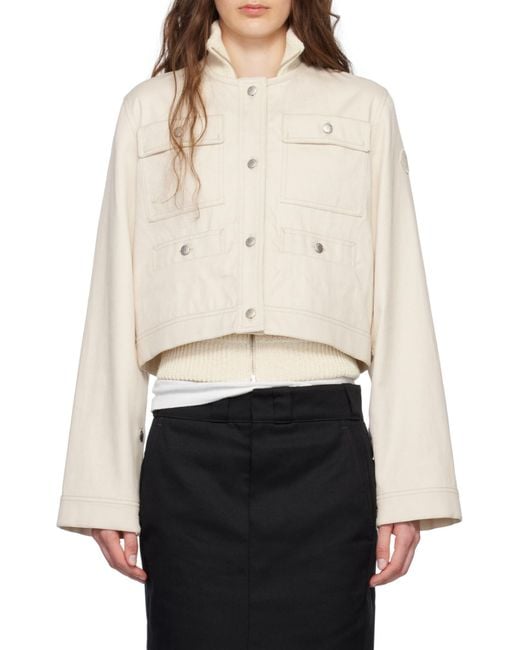 Moncler Natural Crewneck Cropped Blend Jacket