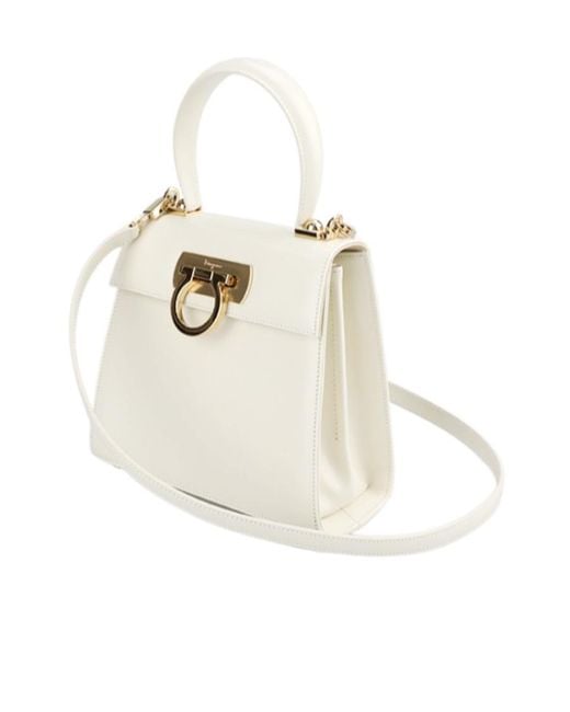 Ferragamo White Logo Handbag