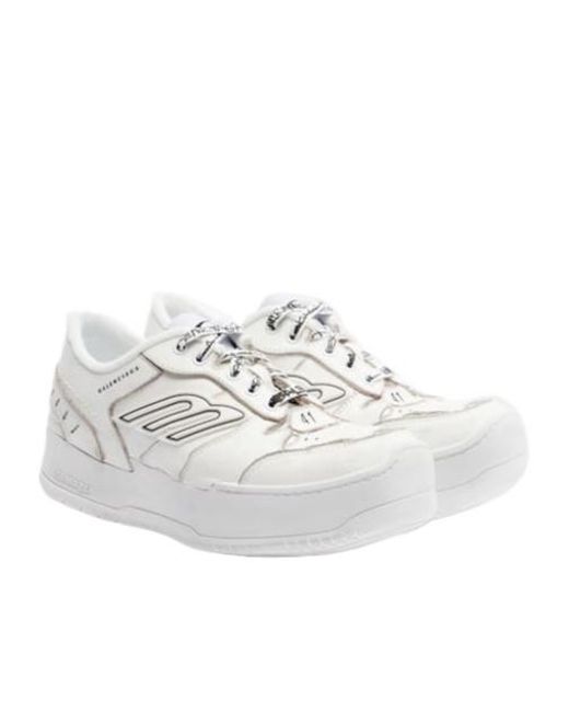 Balenciaga White Hamptons Leather Platform Sneakers