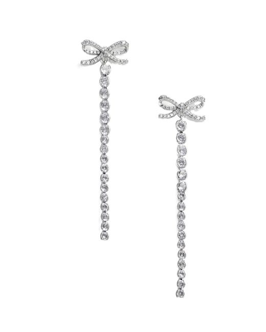 Self-Portrait White Embellished Bow Droplet Earrings