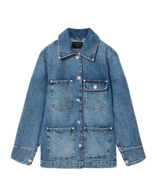 AllSaints Blue Denim Oversized Bex Jacket