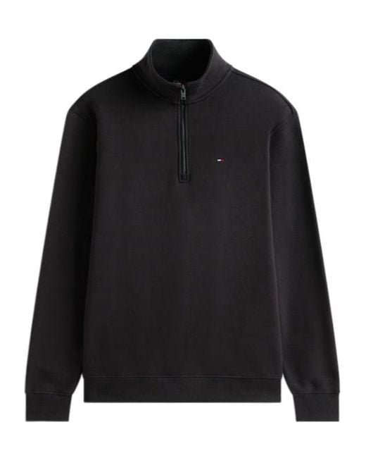 Tommy Hilfiger Black Tommy Flag Fleece Half-Zip Jumper for men