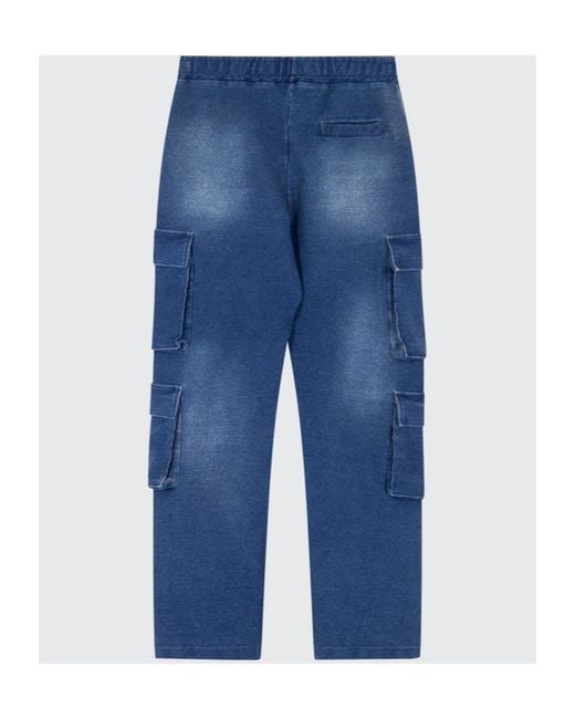 Barrow Blue Logo Printed Cargo Jeans for men