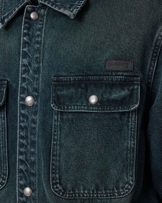 AllSaints Green Castleford Denim Jacket for men