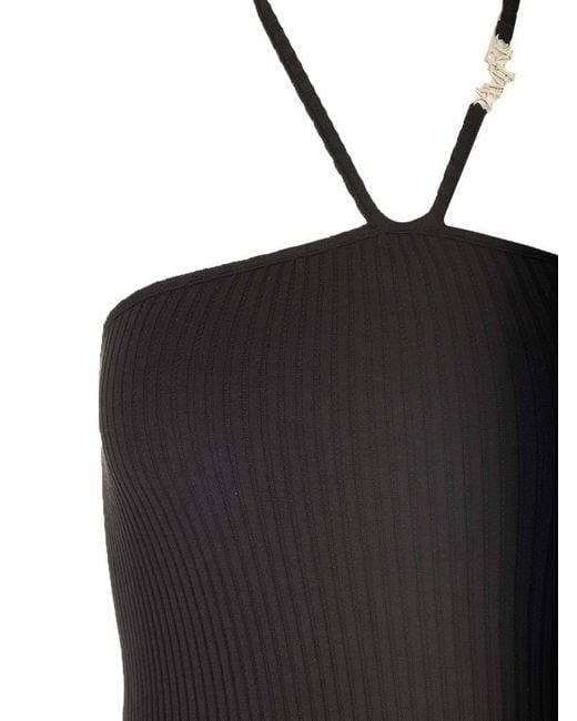 Amiri Black High-Waist Strap-Detailed Pencil Midi Skirt