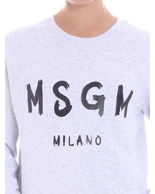 MSGM White Logo Printed Hoodie
