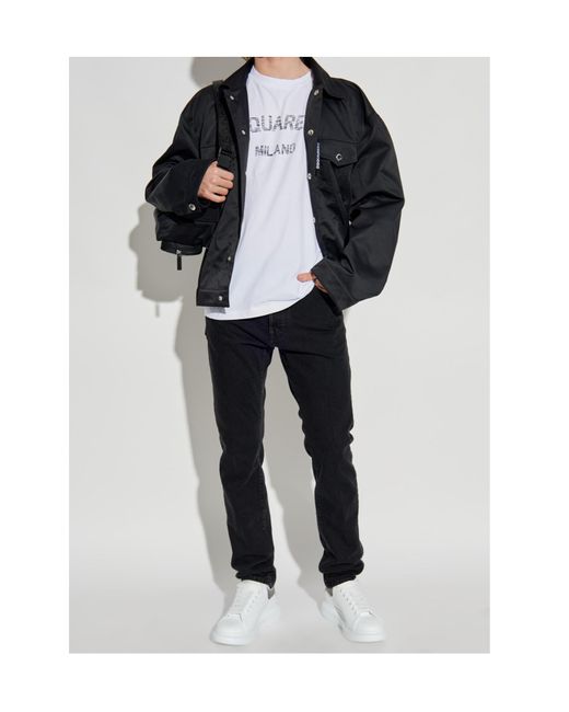 DSquared² Blue Logo Label Oversized Jacket for men