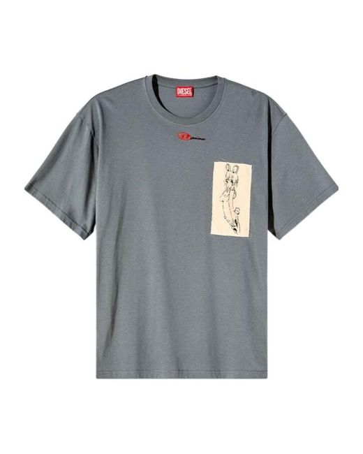 DIESEL Gray X Damiano David T-Boxt T-Shirt for men