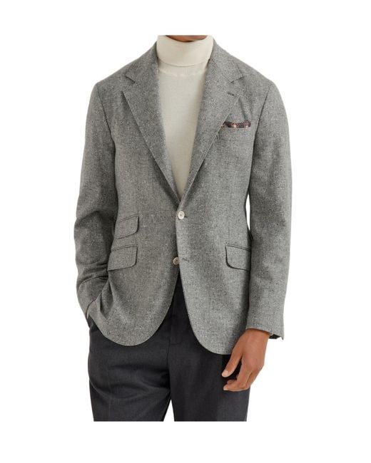 Brunello Cucinelli Gray Flecked-Effect Blazer for men