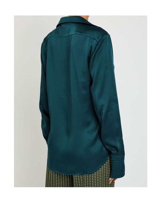 Dries Van Noten Green Celinta Satin Shirt