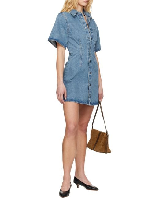 AMI Blue Ami Short Sleeve Shirt Dress