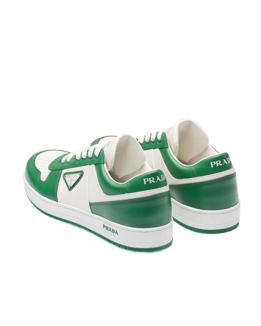 Prada Green Downtown Leather Sneakers for men