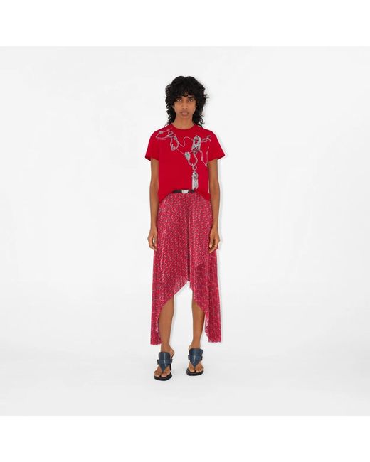 Burberry Red Knight Hardware Cotton T-Shirt