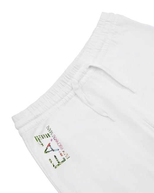 EA7 White Logo Printed Sweatpants for men
