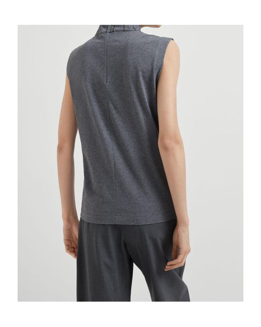 Brunello Cucinelli Gray Sequin-Embellished Top