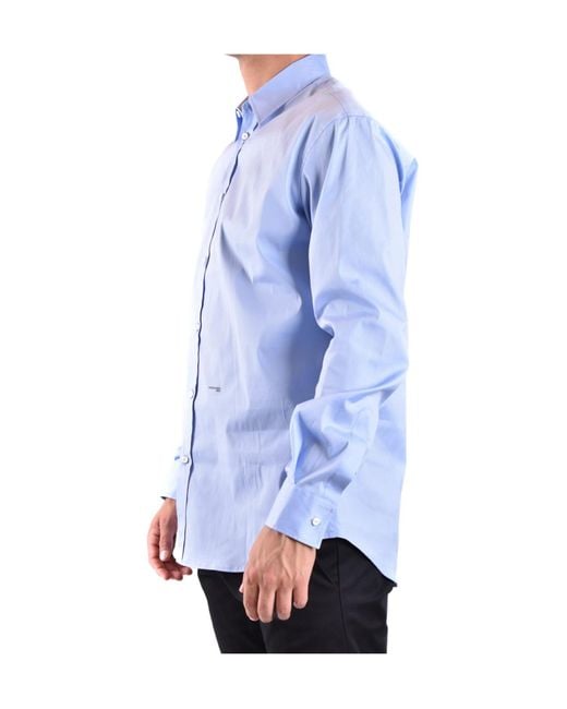 DSquared² Blue Logo Printed Long Sleeved Shirt for men