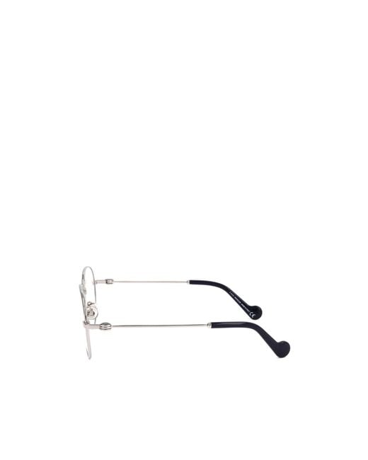 Moncler White Eyewear Pilot Frame Glasses for men
