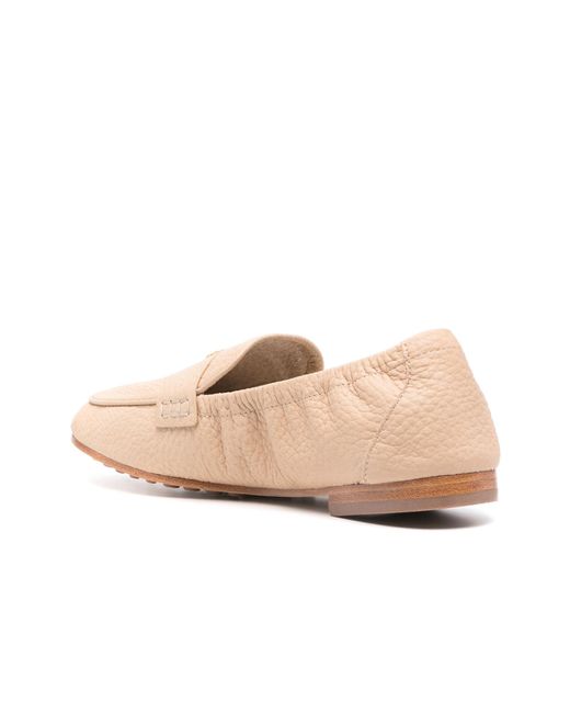 Tory Burch Natural Double T Leather Loafers