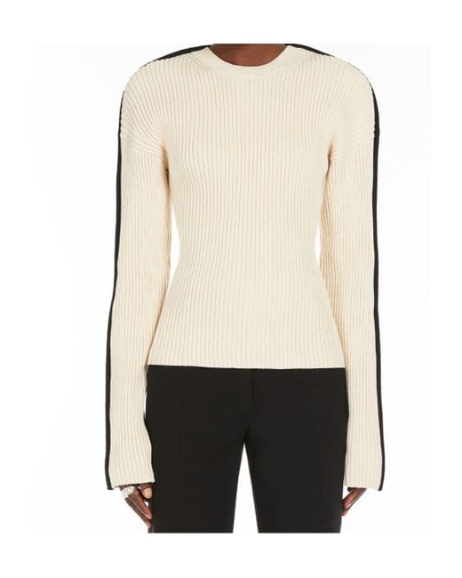 Sportmax Natural Crewneck Ribbed Jumper