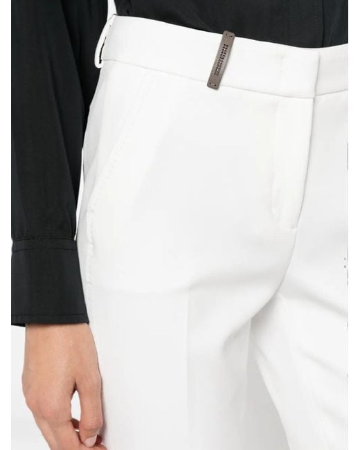 Peserico White Casual Trousers With Belt Loops