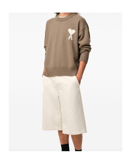 AMI Brown Ami Ami De Coeur Crewneck Jumper for men