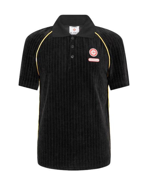 Casablanca Black Button-Down Short Sleeve Polo Shirt for men