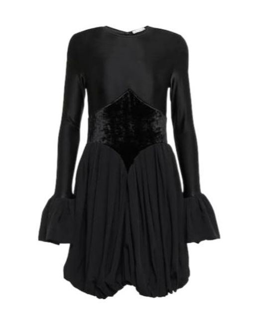 Rabanne Black Pleated Flared Minidress