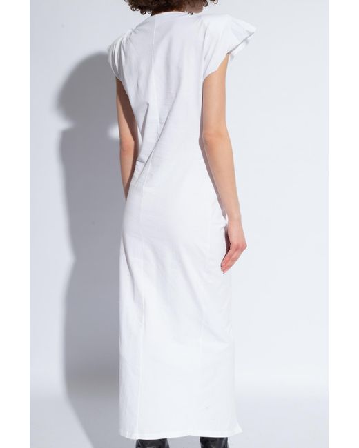 Isabel Marant White Nadela Ruched Detailed Midi Dress
