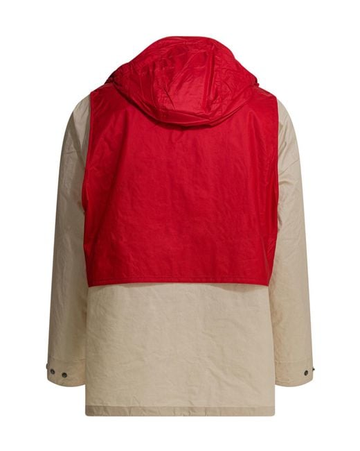 Barbour Red Contrast Panel Hooded Jacket for men