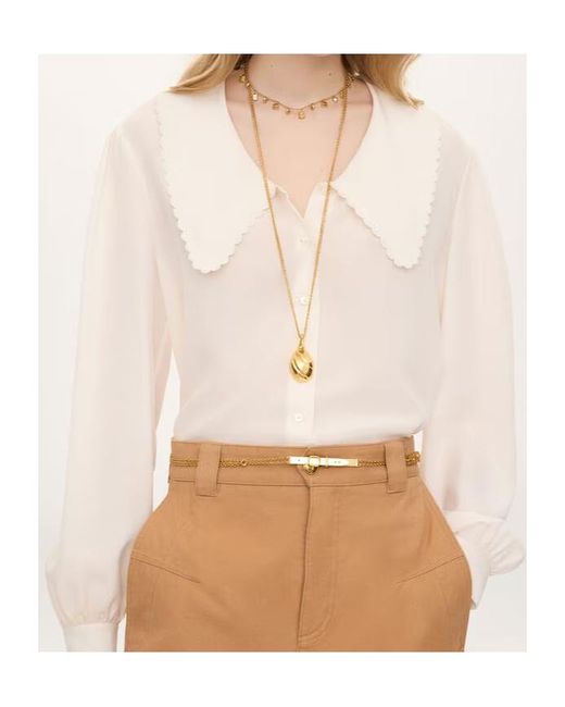 Chloé White Chloé Scalloped Collar Shirt