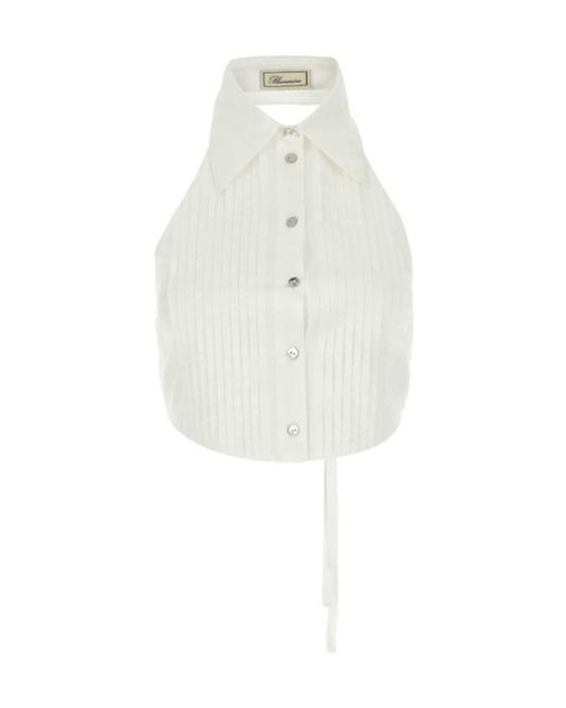 Blumarine White Strappy Cropped Gilet Jacket